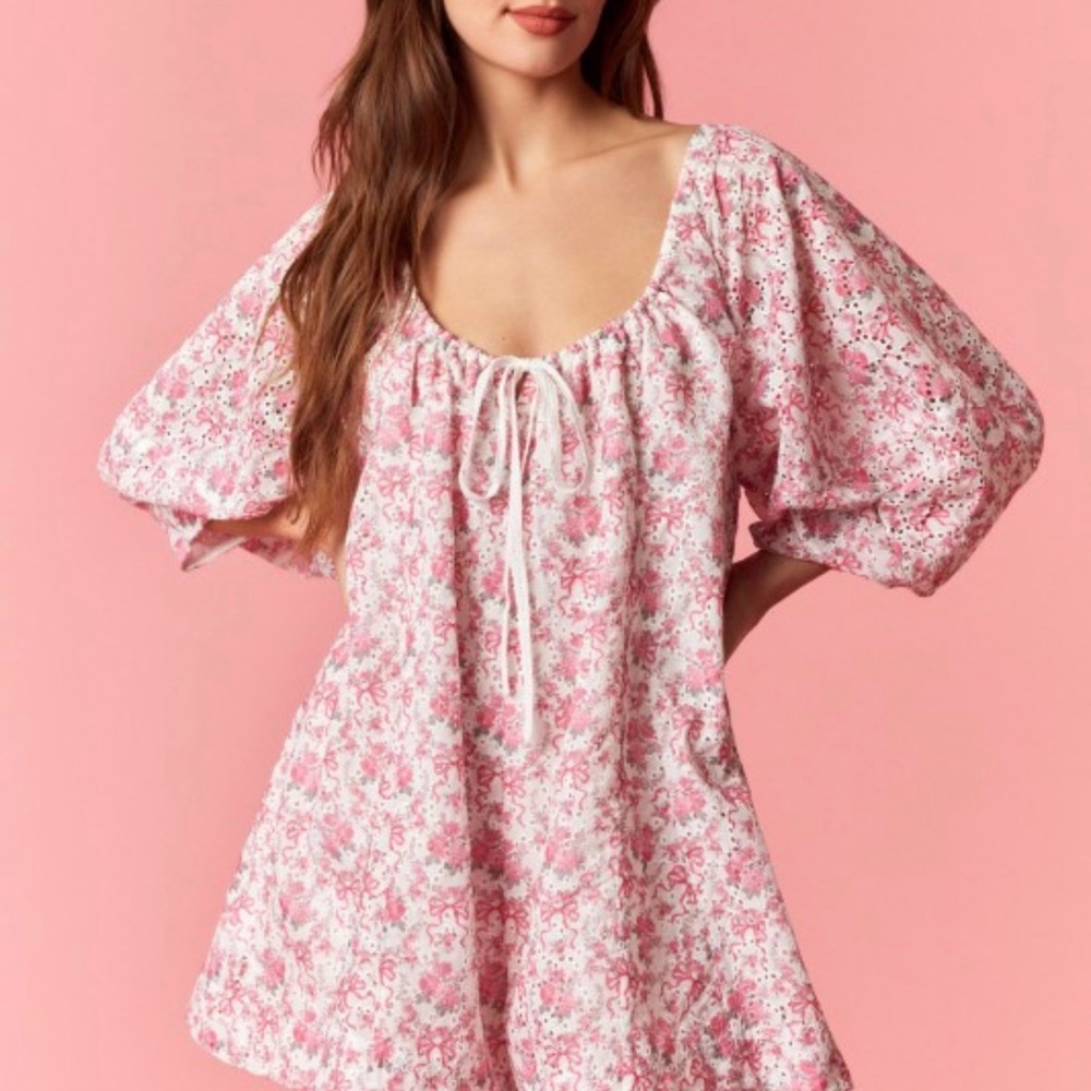 Floral Pink Puff Sleeve Romper